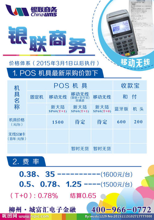 银联POS机办理费用详解